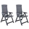 vidaXL Fauteuils pliants inclinables, lot de 2, en plastique anthracite