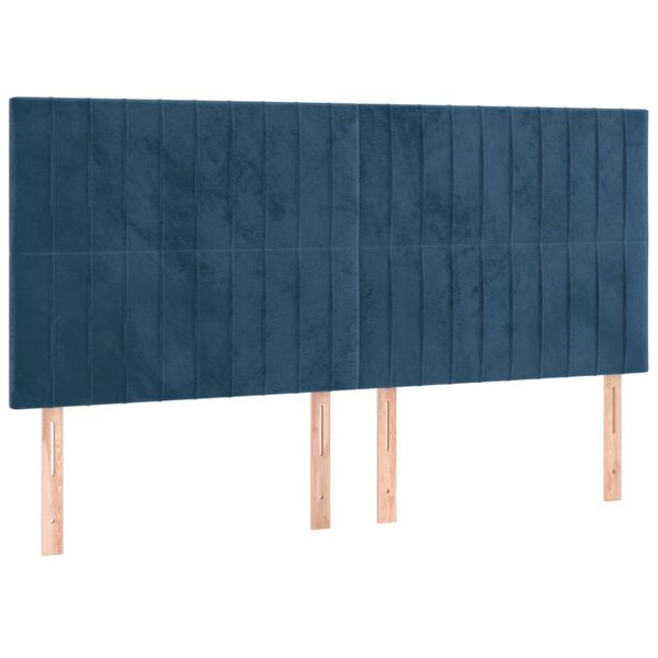 vidaXL T&ecirc;te de lit &agrave; LED Bleu fonc&eacute; 160x5x118/128 cm Velours