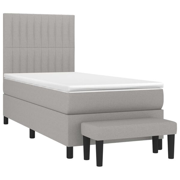 vidaXL Sommier &agrave; lattes de lit avec matelas Gris clair 90x200 cm Tissu