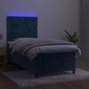 vidaXL Sommier &agrave; lattes de lit avec matelas et LED Bleu fonc&eacute; 90x190cm