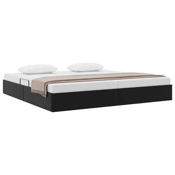 vidaXL Lit de Rangement avec matelas Noir 200 x 200 cm Faux cuir