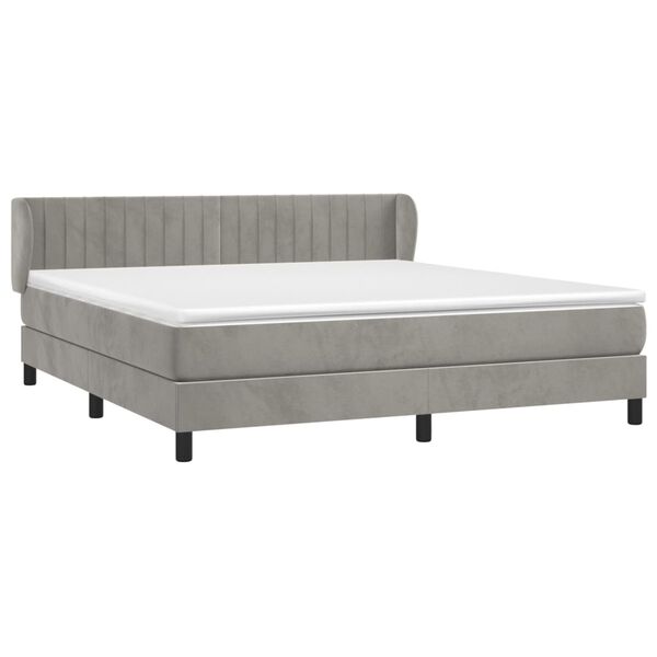 vidaXL Sommier &agrave; lattes de lit et matelas Gris clair 160x200cm Velours