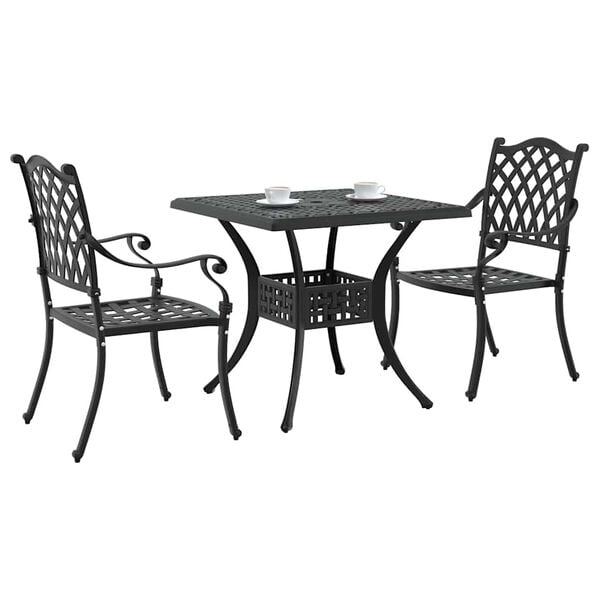 vidaXL Ensemble de tables de jardin 3 pcs Noir Aluminium coul&eacute;