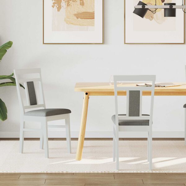 vidaXL Chaise de salle &agrave; manger 2 pcs Blanc et Gris