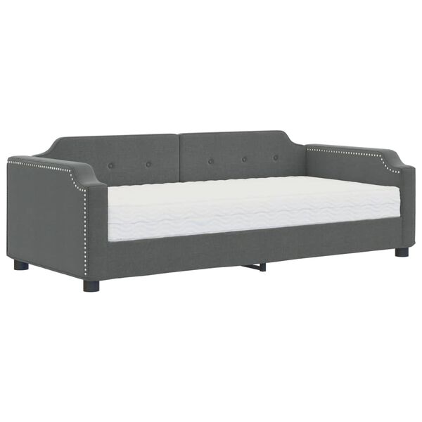 vidaXL Lit de jour avec matelas gris fonc&eacute; 80x200 cm tissu