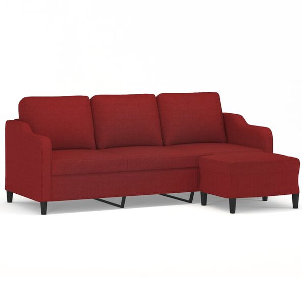 vidaXL Canap&eacute; &agrave; 3 places avec repose-pieds Rouge bordeaux 180 cm Tissu