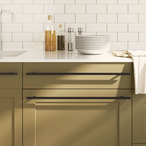 vidaXL Poign&eacute;es d'armoire 10 pcs noir 480 mm acier inoxydable