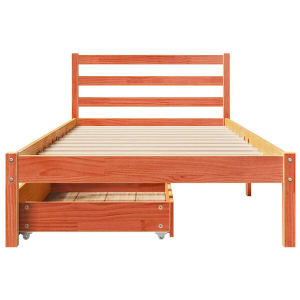 vidaXL Cadre de lit sans matelas cire marron 75x190 cm bois pin massif