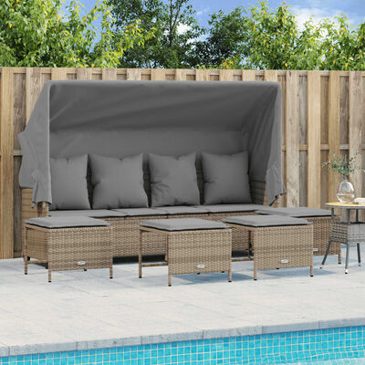 vidaXL Salon de jardin avec coussins 5 pcs beige résine tressée