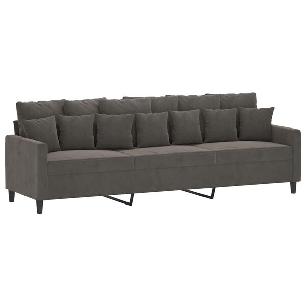 vidaXL Canap&eacute; &agrave; 3 places Gris fonc&eacute; 210 cm Velours