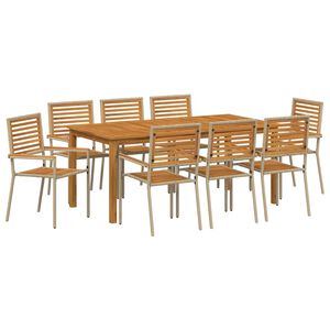 vidaXL Ensemble de salle &agrave; manger pour jardin 9 pc Beige