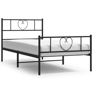 vidaXL Cadre de lit m&eacute;tal sans matelas avec pied de lit noir 90x190 cm