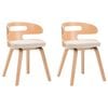 vidaXL Chaises &agrave; manger lot de 2 cr&egrave;me bois courb&eacute; et similicuir