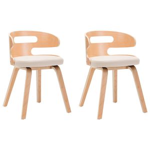 vidaXL Chaises &agrave; manger lot de 2 cr&egrave;me bois courb&eacute; et similicuir
