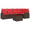 vidaXL Ensemble de canap&eacute; de jardin 6 pc Marron et rouge polyrotin