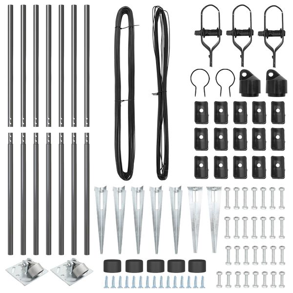 vidaXL Poteaux de clôture 7 pcs Gris Ø32mm 140 cm Acier galvanisé