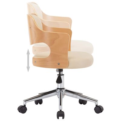 vidaXL Chaise pivotante à manger Crème Bois courbé et Similicuir