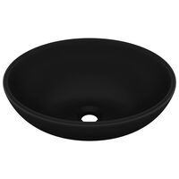vidaXL Lavabo ovale de luxe Noir mat 40x33 cm Céramique