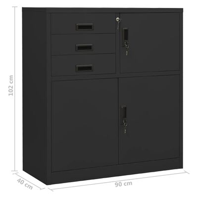 vidaXL Armoire de bureau Anthracite 90x40x102 cm Acier