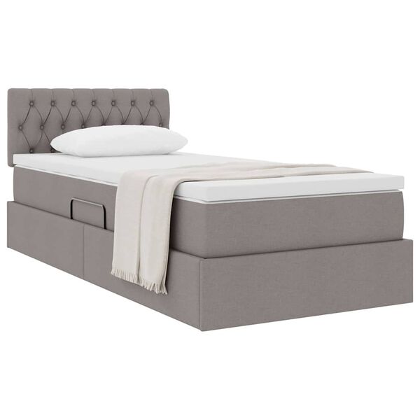 vidaXL Lit avec rangement et matelas avec matelas Taupe 90 x 200 cm