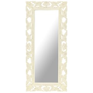 vidaXL Miroir sculpt&eacute; &agrave; la main Blanc 110x50cm Bois de manguier massif