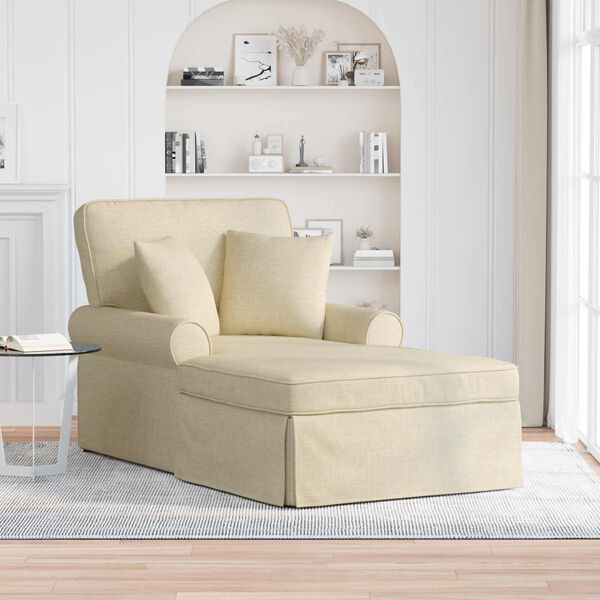 vidaXL Chaise lounge avec jupe Cr&egrave;me 91 x 157 x 91 cm tissu