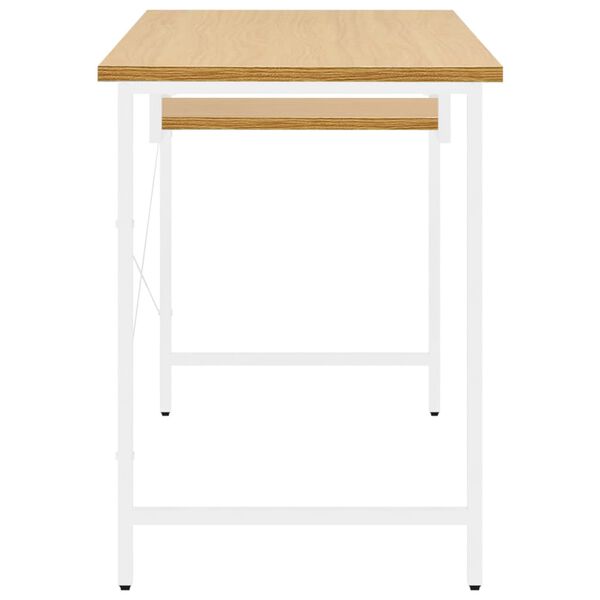 vidaXL Bureau d'ordinateur Blanc/ch&ecirc;ne clair 105x55x72 cm MDF et m&eacute;tal