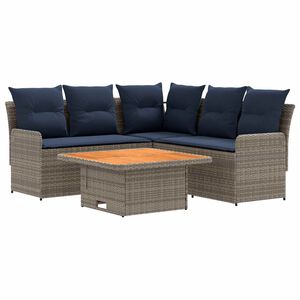 vidaXL Ensembles de meubles 4 pcs Gris et bleu marine Rotin PE