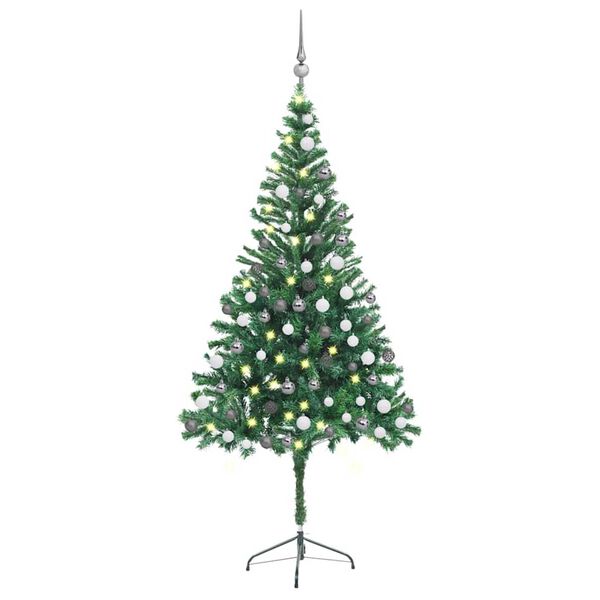 vidaXL Arbre de No&euml;l artificiel pr&eacute;-&eacute;clair&eacute;/boules 180 cm 564 branches
