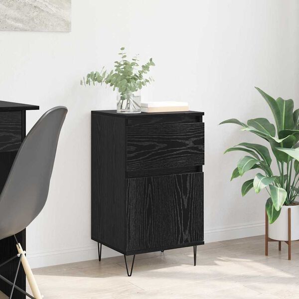 vidaXL Buffet avec tiroir Ch&ecirc;ne noir 35 x 40 x 70 cm Bois d'ing&eacute;nierie