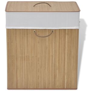 vidaXL Panier &agrave; linge rectangulaire Bambou Naturel