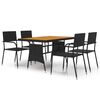 vidaXL Mobilier &agrave; d&icirc;ner d'ext&eacute;rieur 5 pcs R&eacute;sine tress&eacute;e Noir