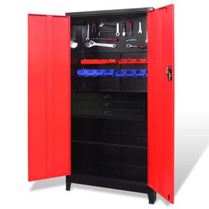 vidaXL Armoire avec coffre &agrave; outils Acier 90x40x180 cm Rouge et noir