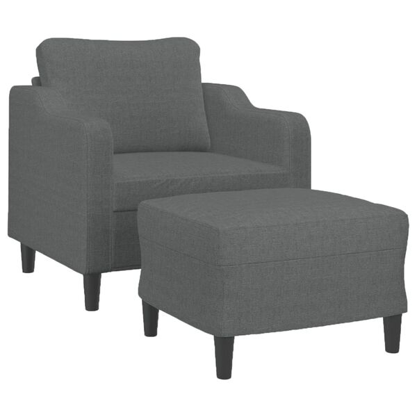 vidaXL Fauteuil avec repose-pied Gris foncé 60 cm Tissu
