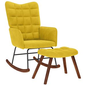 vidaXL Chaise &agrave; bascule avec tabouret en velours jaune
