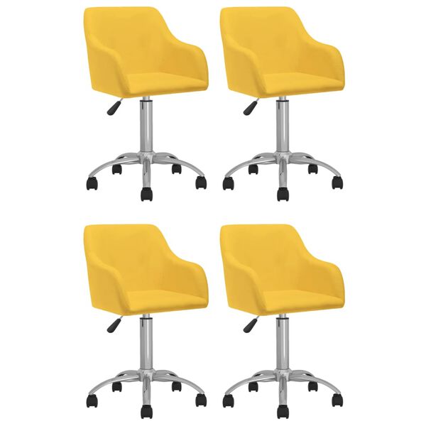 vidaXL Chaises pivotantes &agrave; manger lot de 4 jaune tissu