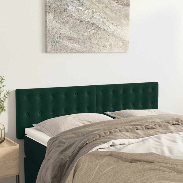 vidaXL T&ecirc;tes de lit 2 pcs Vert fonc&eacute; 72x5x78/88 cm Velours