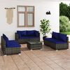 vidaXL Salon de jardin 7 pcs avec coussins r&eacute;sine tress&eacute;e gris