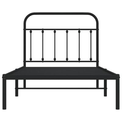 vidaXL Cadre de lit métal sans matelas avec tête de lit noir 100x190cm