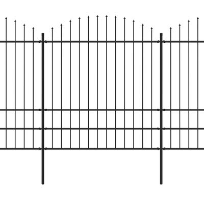 vidaXL Clôture de jardin à dessus en lance Acier (1,75-2)x8,5 m Noir