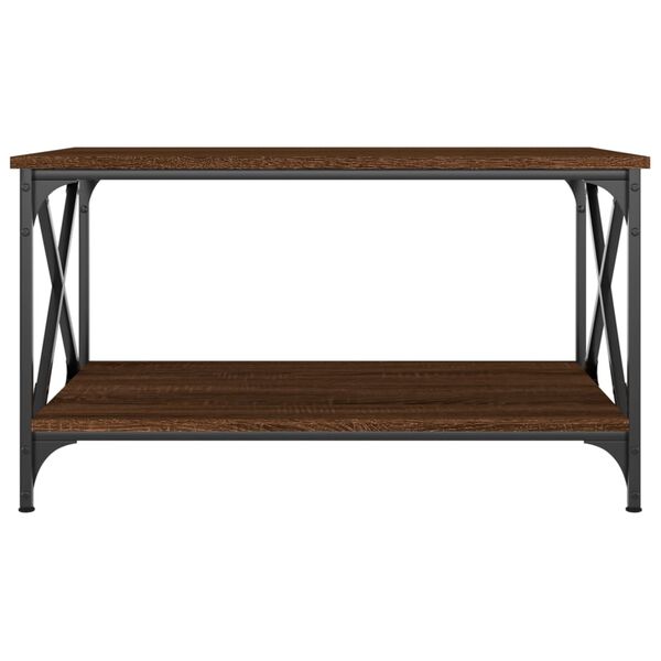 vidaXL Table basse Ch&ecirc;ne marron 80x50x45 cm Bois d'ing&eacute;nierie et fer