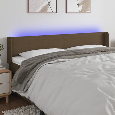 vidaXL Tête de lit à LED Marron foncé 203x16x78/88 cm Tissu