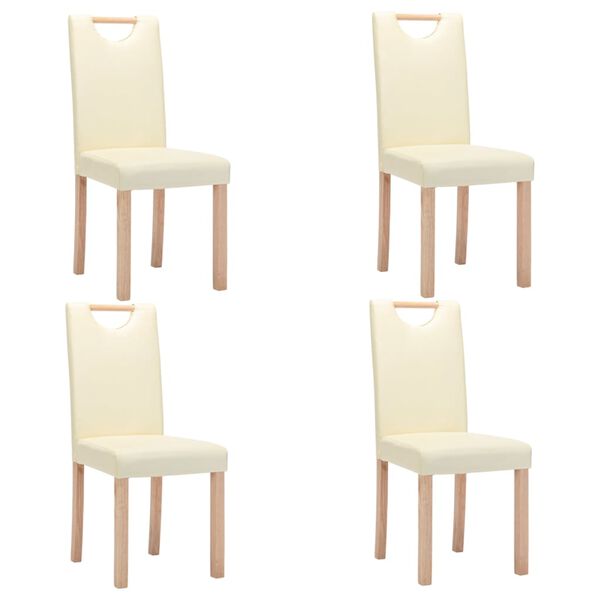 vidaXL Chaises &agrave; manger lot de 4 cr&egrave;me similicuir