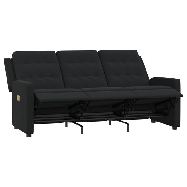 vidaXL Fauteuil de massage inclinable &agrave; 3 places noir tissu