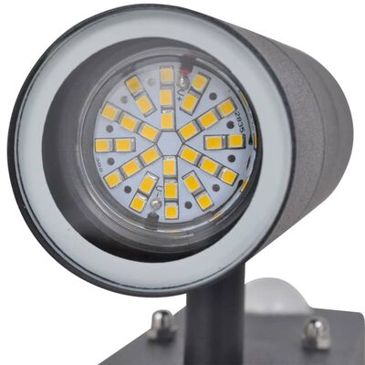 vidaXL Lampe murale à LED avec capteur Inox Forme cylindrique Noir