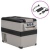 vidaXL Glaci&egrave;re avec poign&eacute;e et adaptateur noir et gris 35 L PP et PE