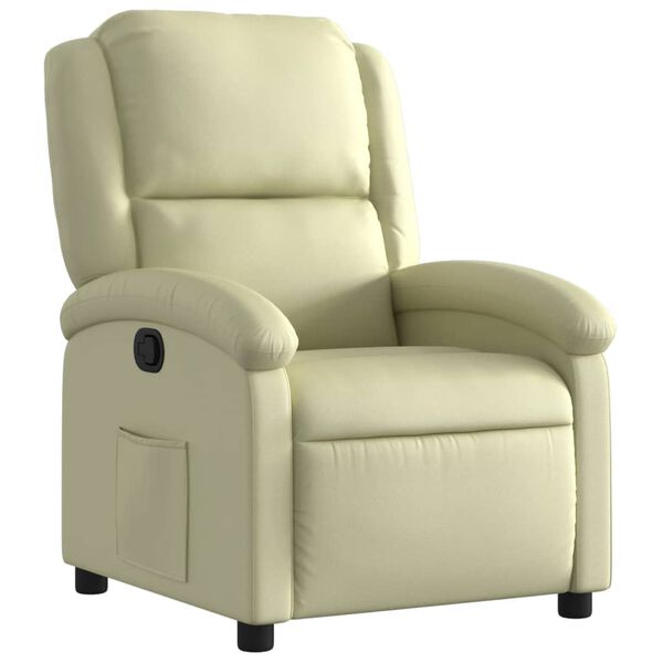 vidaXL Fauteuil inclinable cr&egrave;me cuir v&eacute;ritable