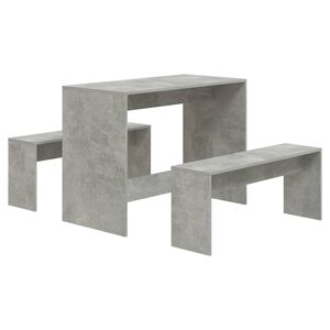 vidaXL Ensemble &agrave; manger 3 pcs Gris b&eacute;ton Bois d'ing&eacute;nierie