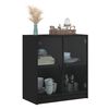 vidaXL Armoire lat&eacute;rale avec portes en verre noir 68x37x75,5 cm
