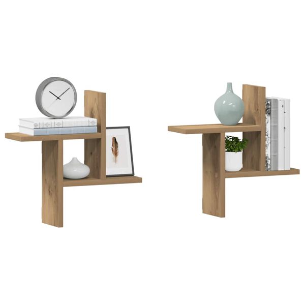 vidaXL &Eacute;tag&egrave;res murales 2 pcs ch&ecirc;ne artisanal bois d'ing&eacute;nierie